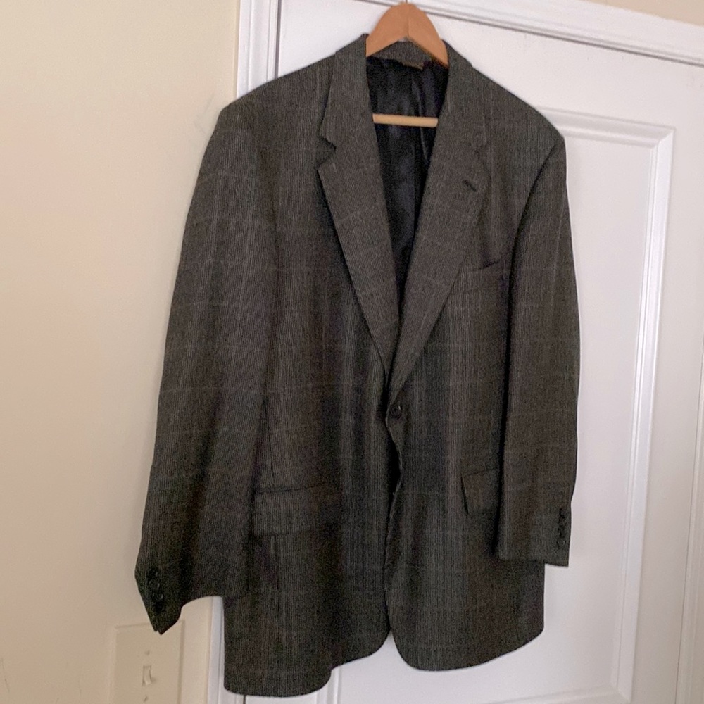 Dark Brown Plaid Wool Sport Jacket